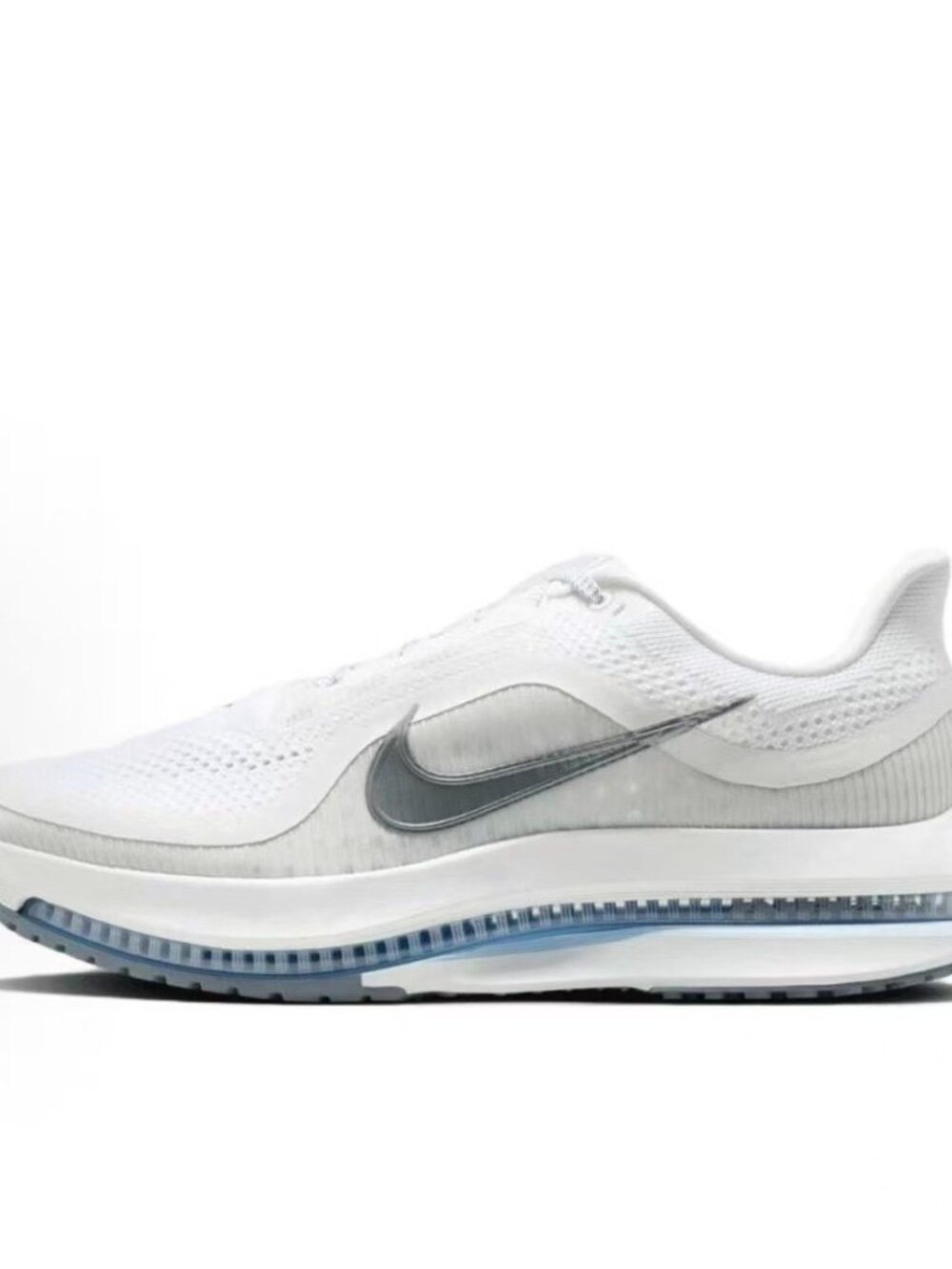 Nike White Grey Light Blue Air Cushion Road Running Shoes